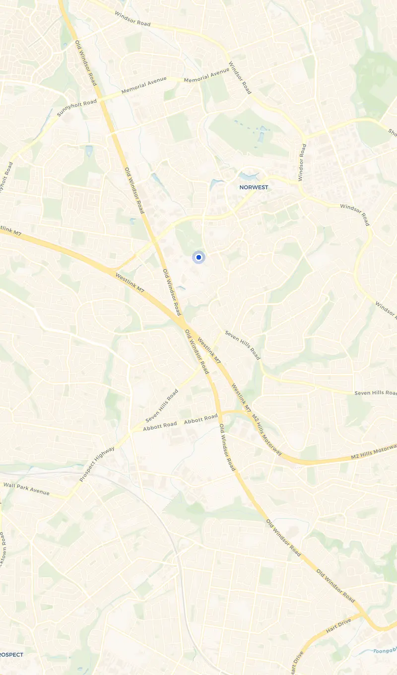 Map of the Bella Vista service area and the surrounding suburbs we cover.